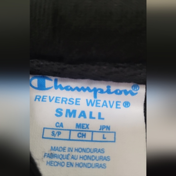 Champion Reverse Weave Black Cropped Hoodie w/the word "Santa" Embroider… - Picture 3 of 10